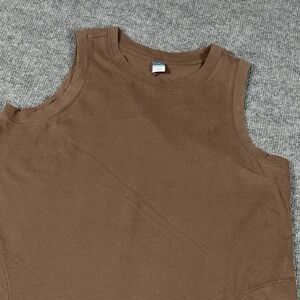 Tank Shift Dress Womens Medium Brown Sleeveless SL Vintage DRE Date Palm Pockets
